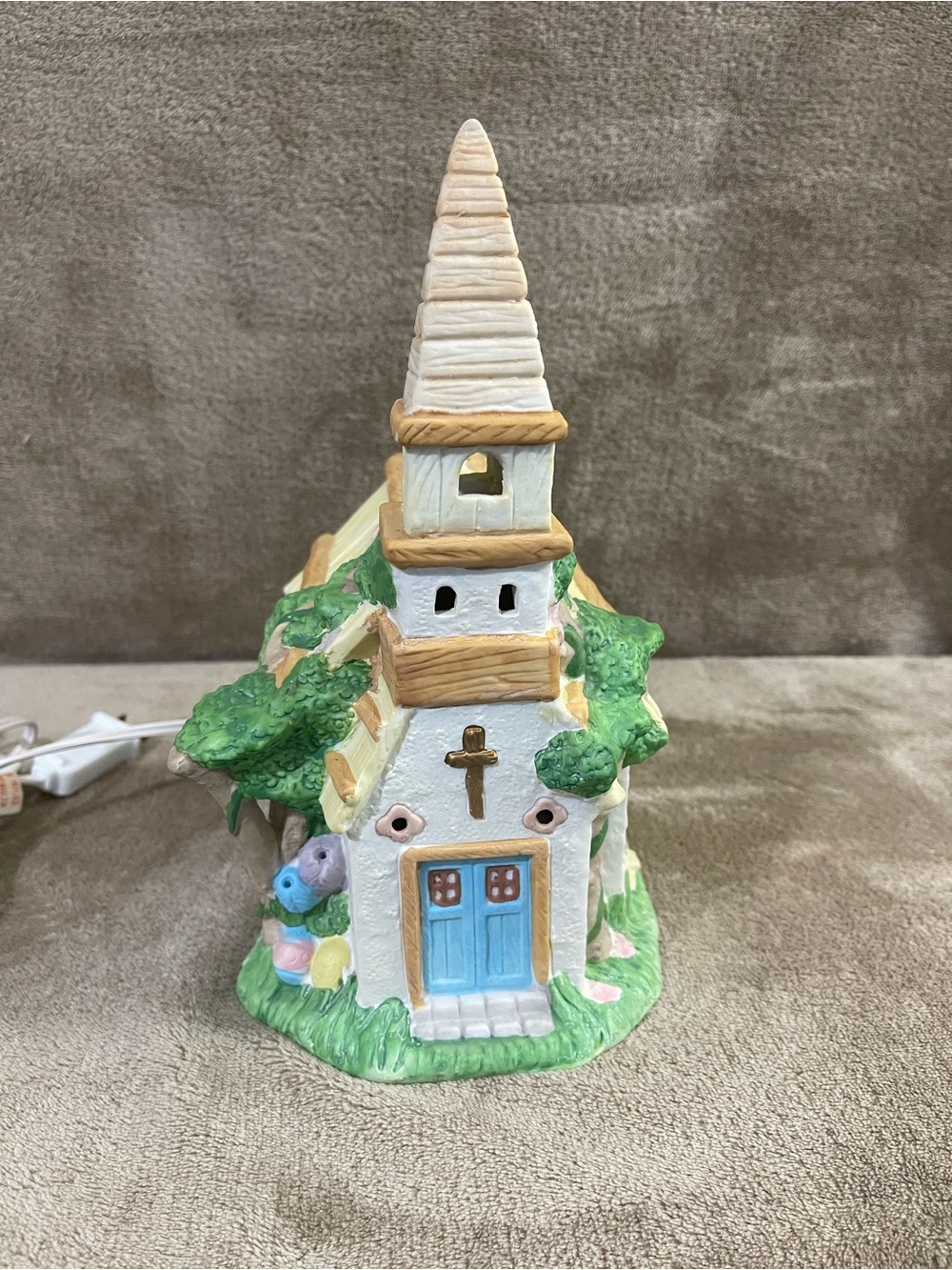 Easter Hand Painted Vintage Lighted Church Village